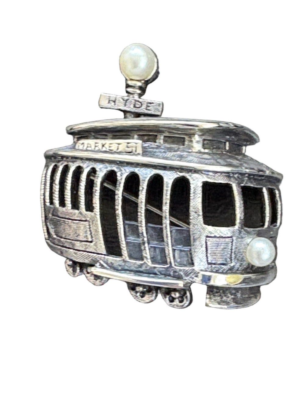 Vintage Hyde Market Streetcar Brooch Signed By Tortolani